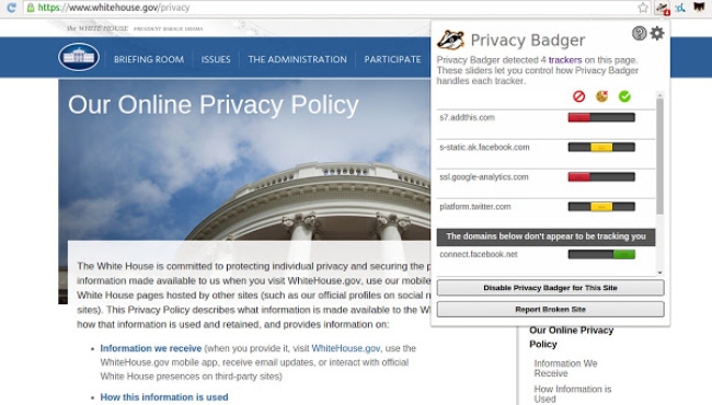 Privacy Badger Anti-Tracking Browser-Erweiterung.